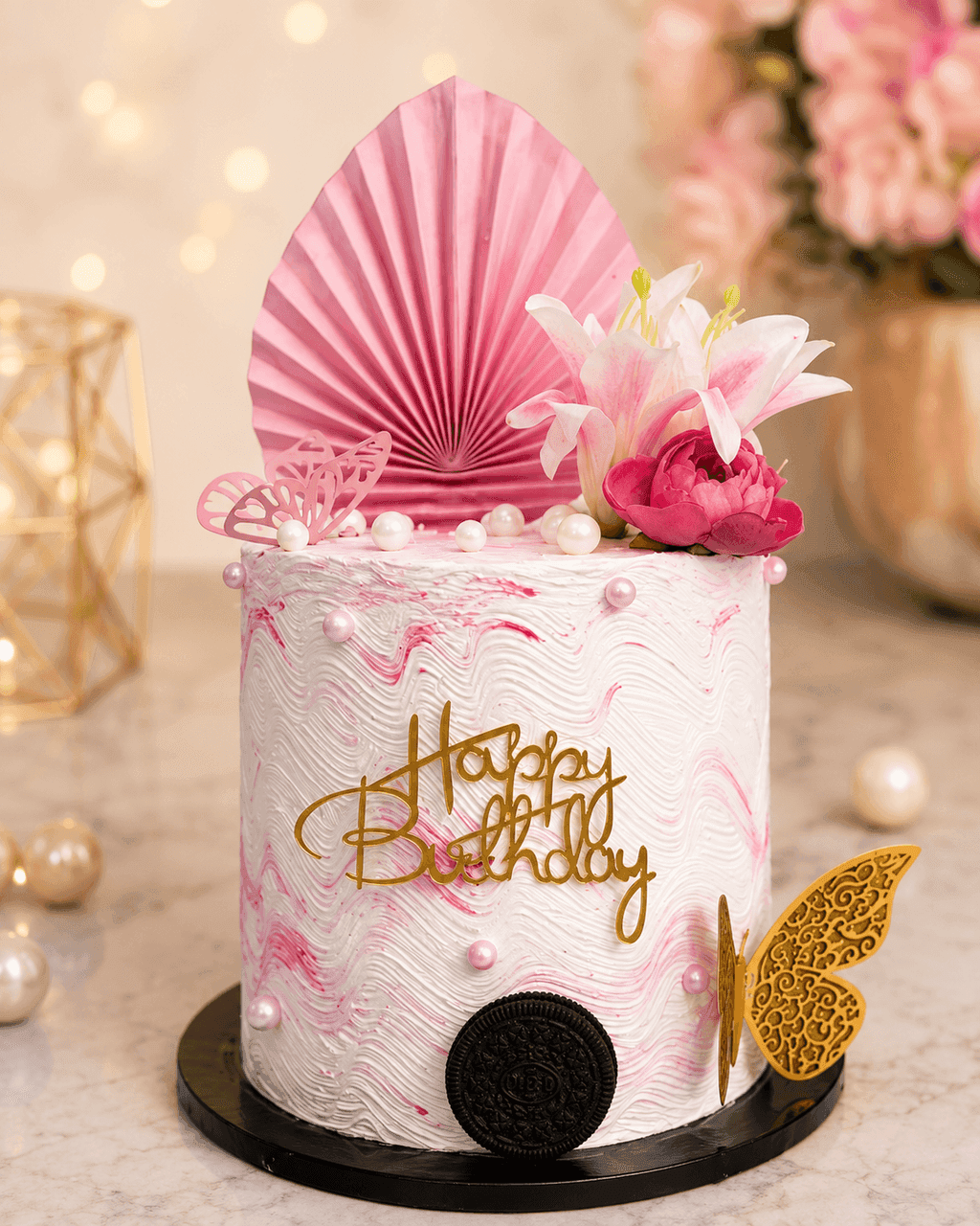 Pink Fan Floral Birthday