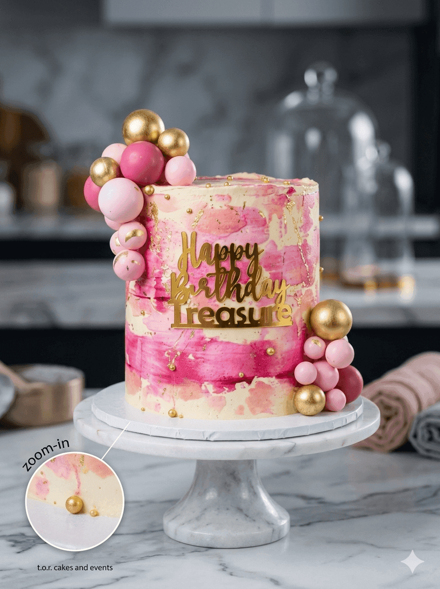 Pink Marble Sphere Birthday